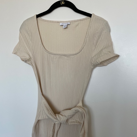 Topshop Rib Knit Tie Waist Maxi Dress - Picture 3 of 5